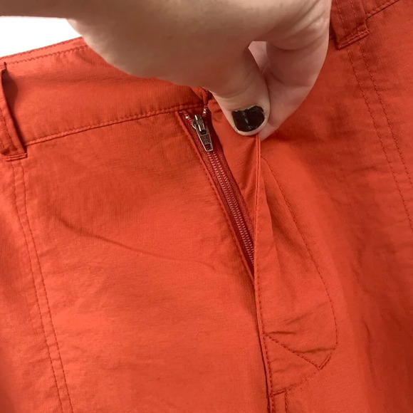 Royal Robbins Cropped Pants Womens Size 12 Orange Nylon Straight Leg Zip Hiking - Picture 6 of 11
